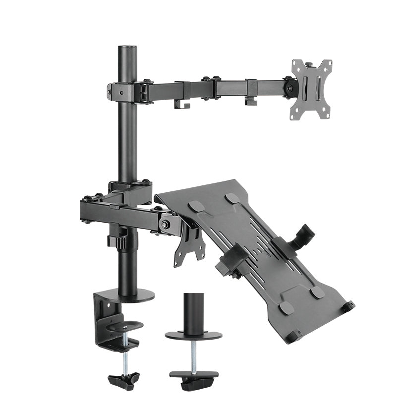 Soporte Brazo Doble para Portátil y Monitor en Acero