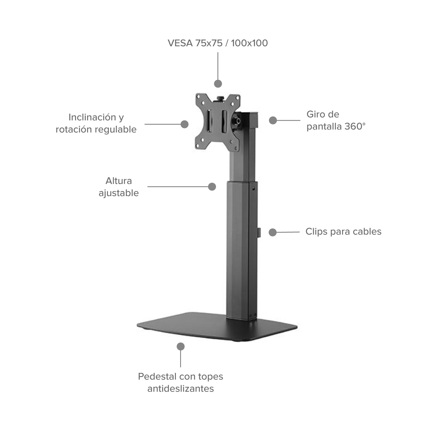 Soporte Brazo Pedestal Flexigas Sencillo Hasta 27"
