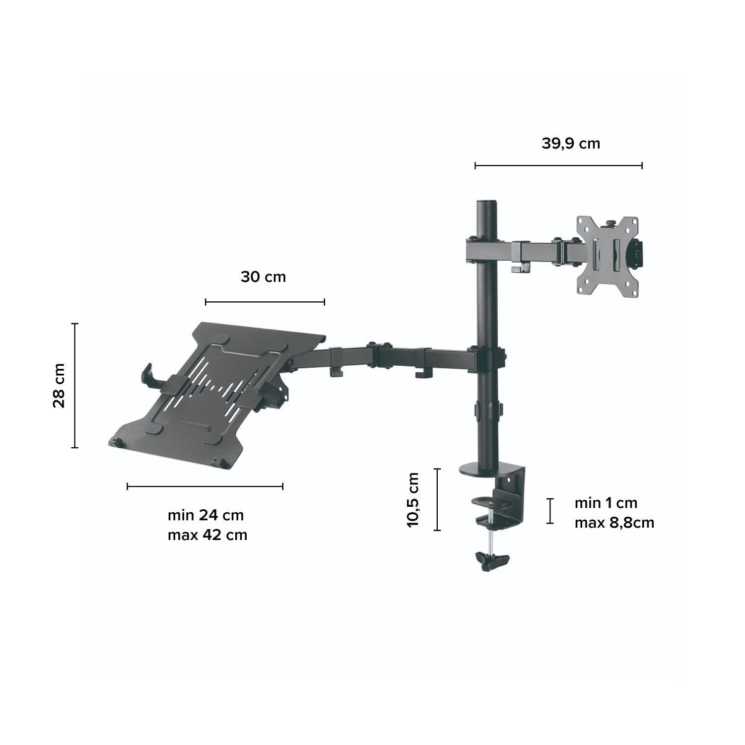 Soporte Brazo Doble para Portátil y Monitor en Acero
