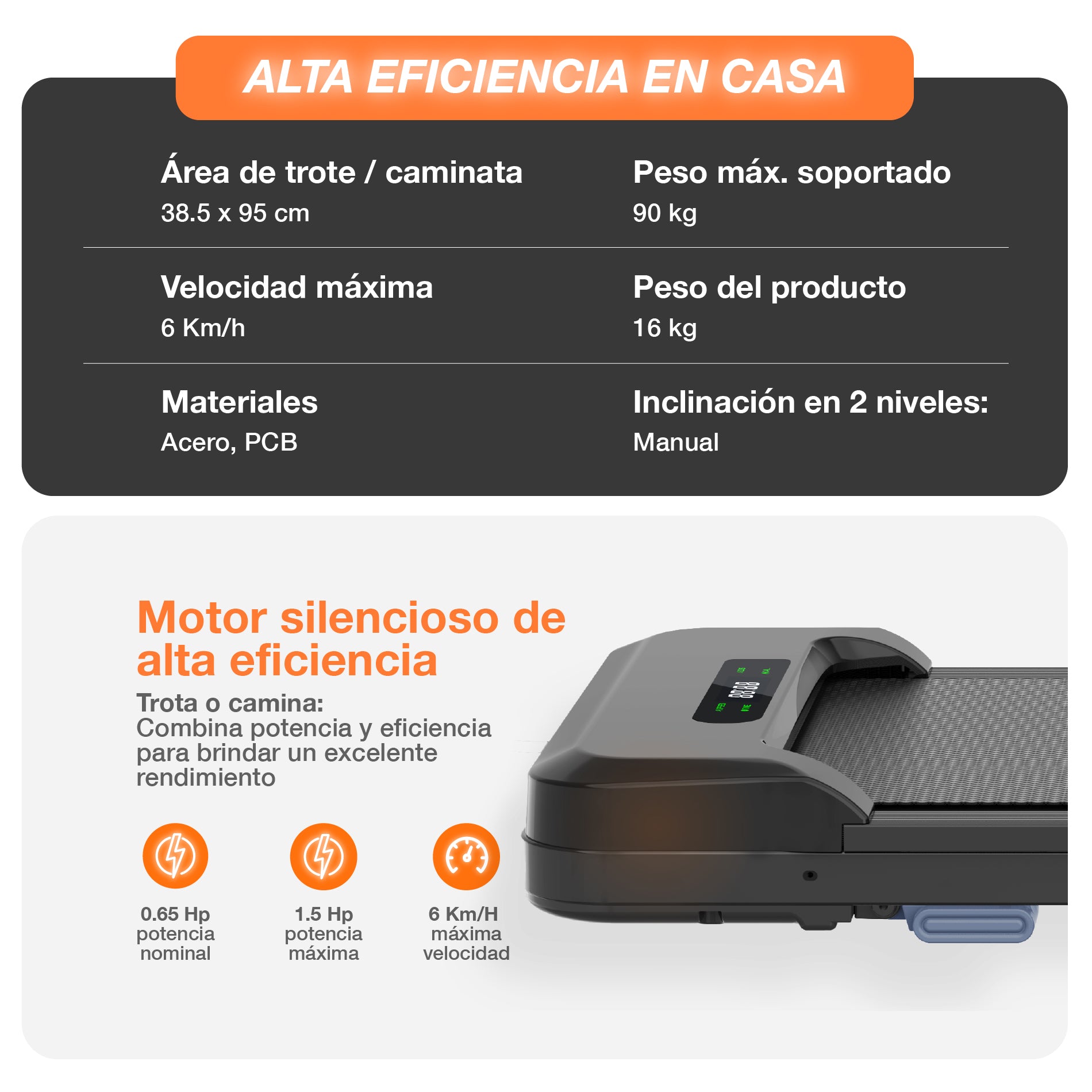 Combo Escritorio Eléctrico Blanco + Caminadora W6