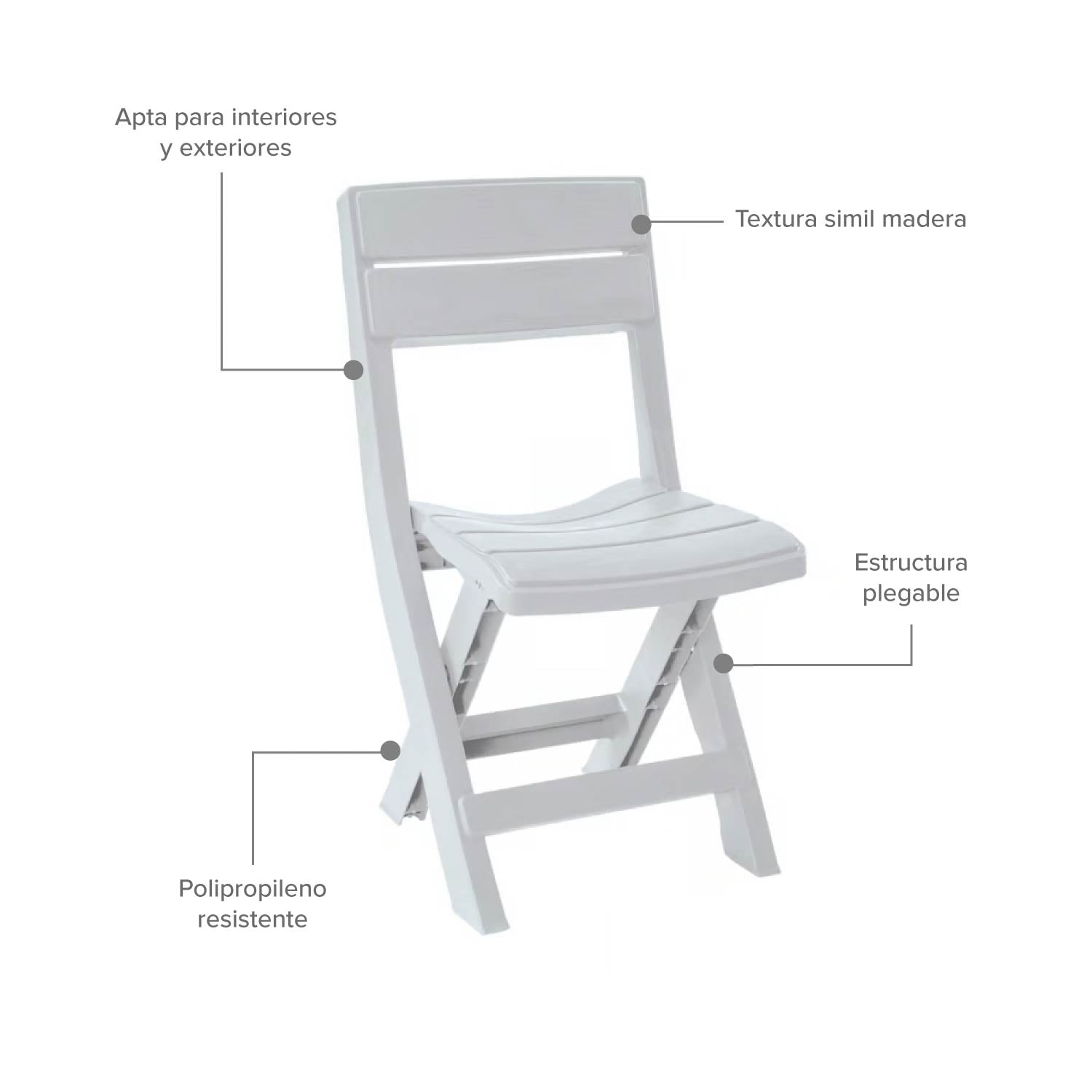Silla Plástica Plegable Luma Gris