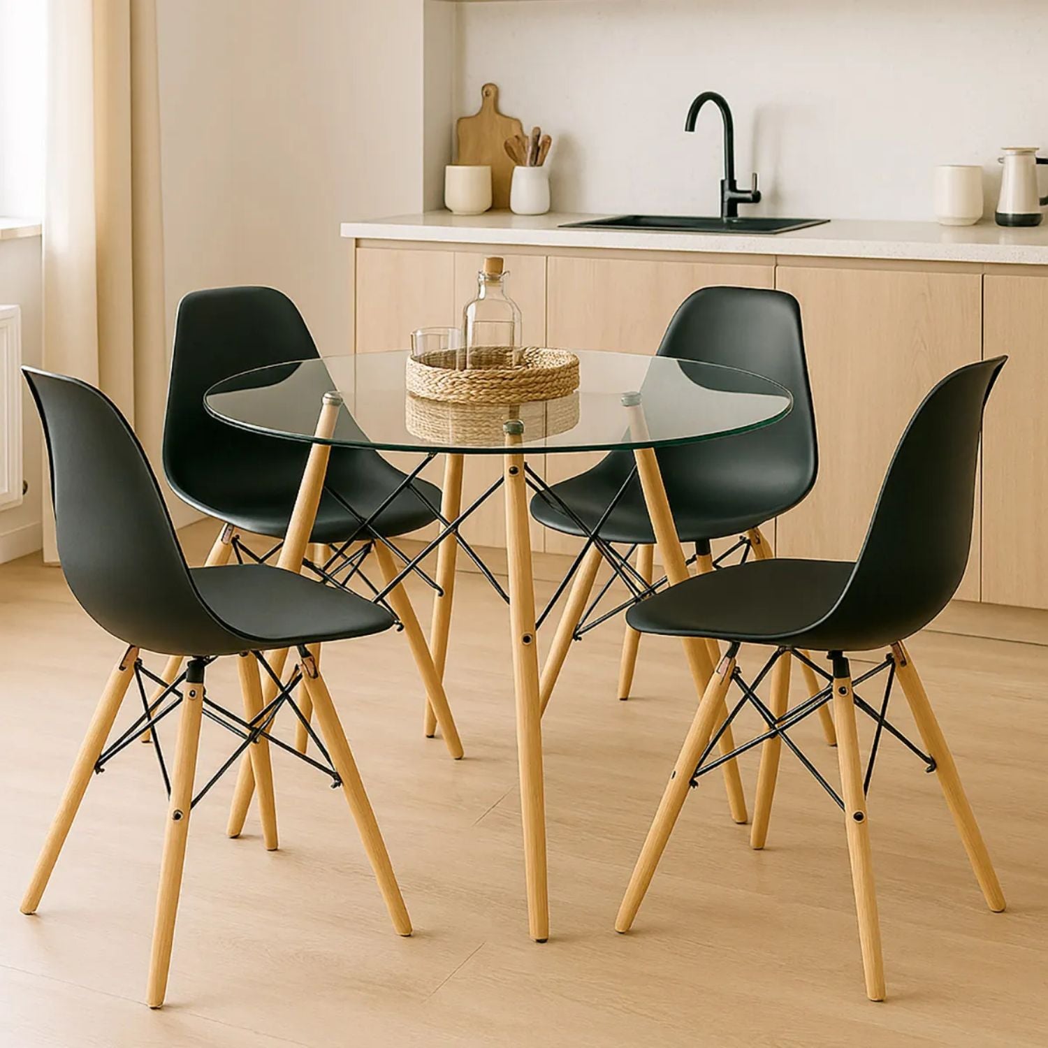 Set 4 Silla de Comedor Eames Negro