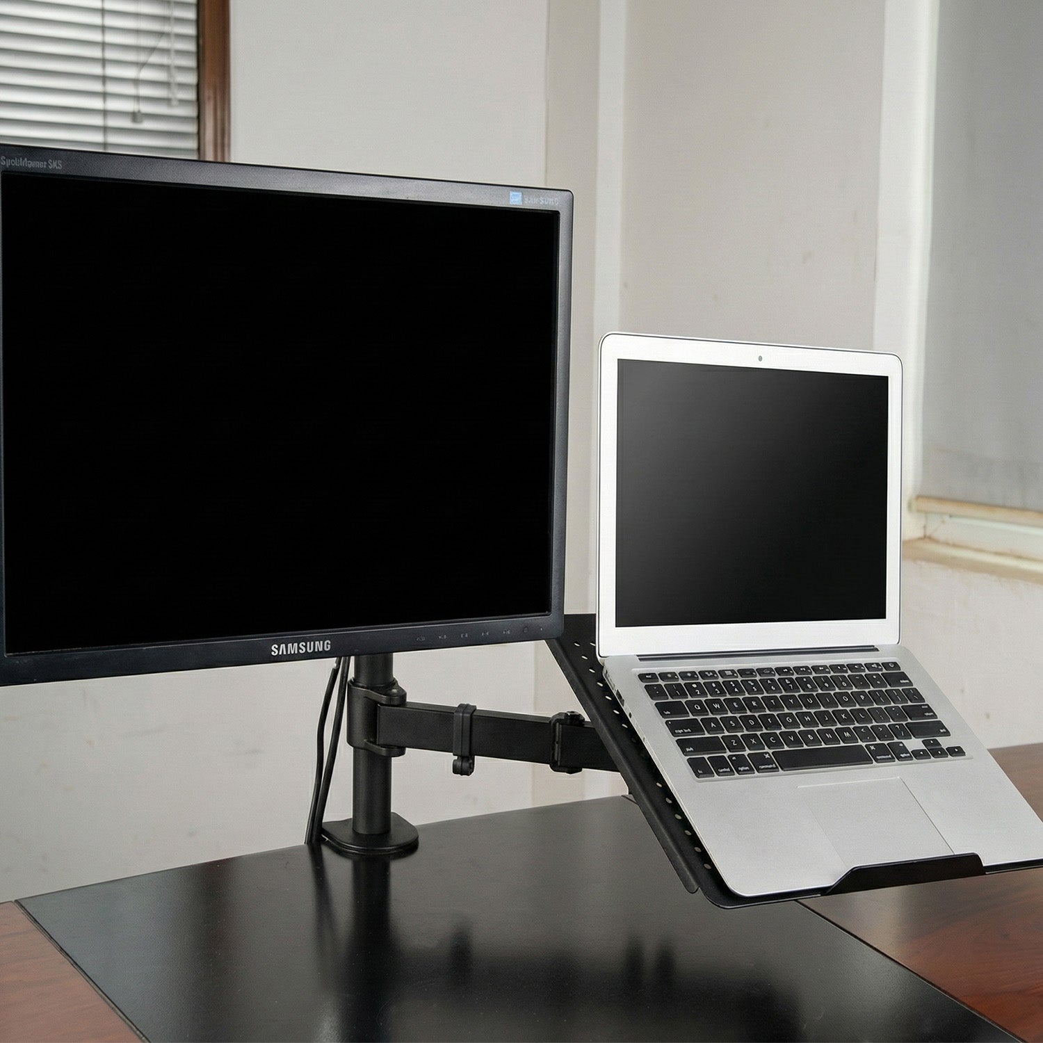 Soporte Brazo Doble para Portátil y Monitor en Acero