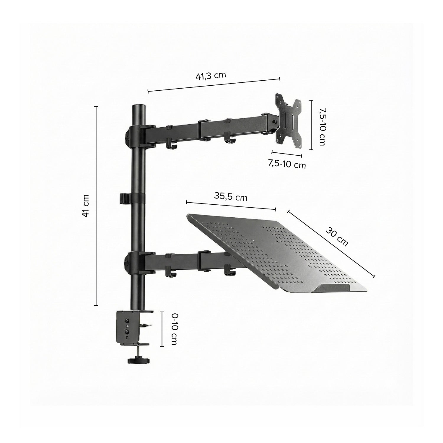 Soporte Brazo Doble para Portátil y Monitor en Acero