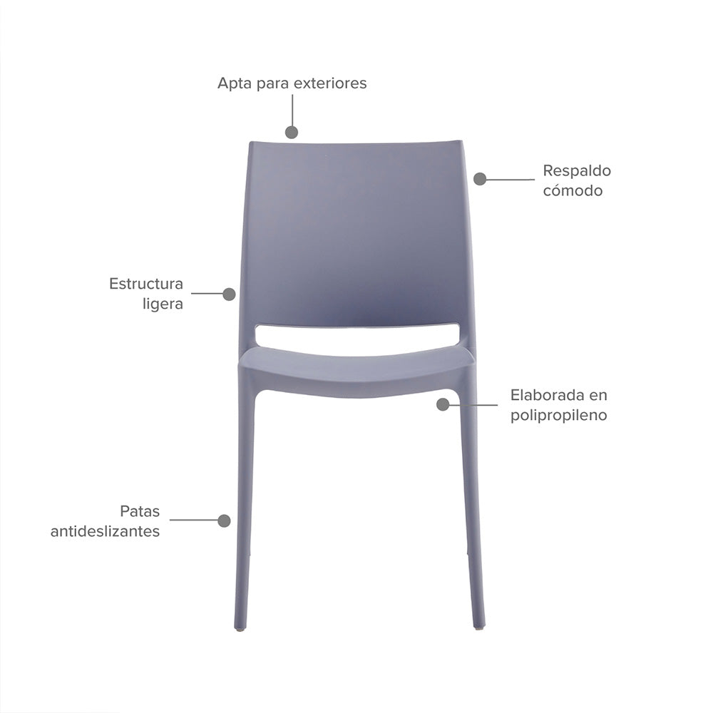 Set x4 Silla Auxiliar Clásica Gris