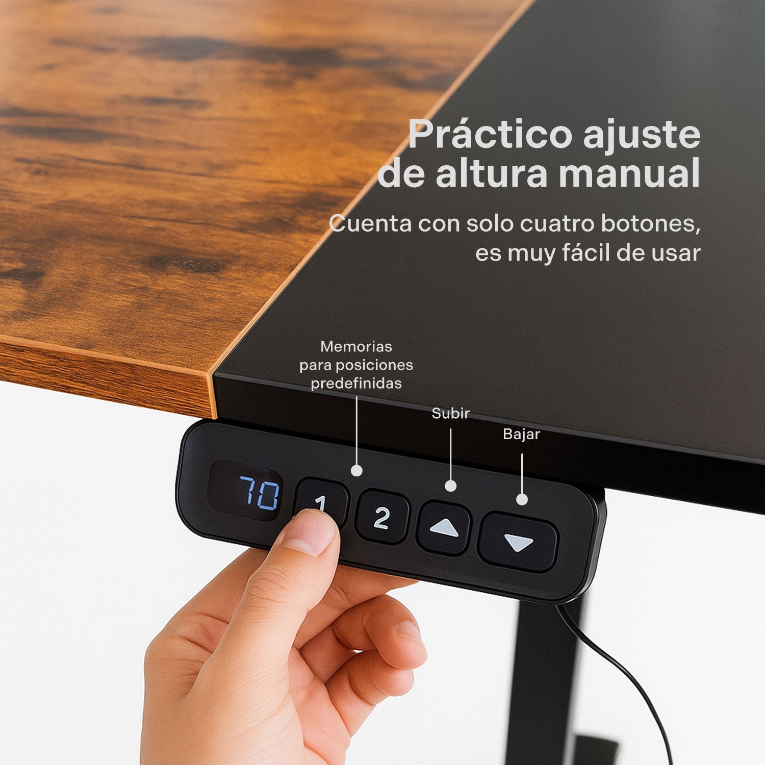 Escritorio Eléctrico Ajustable Con Rodachinas Negro y Café
