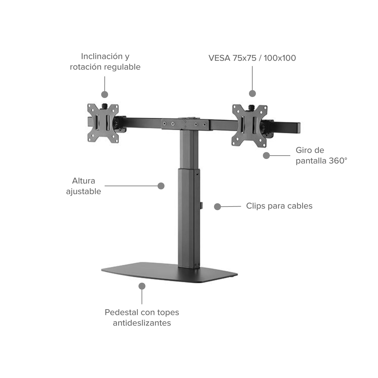 Soporte Brazo Pedestal Flexigas Doble Hasta 27"