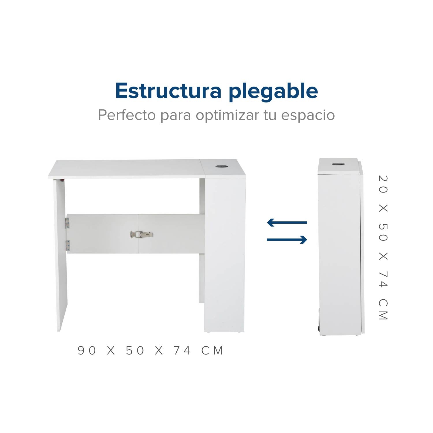 Escritorio Plegable de Melamina Blanco