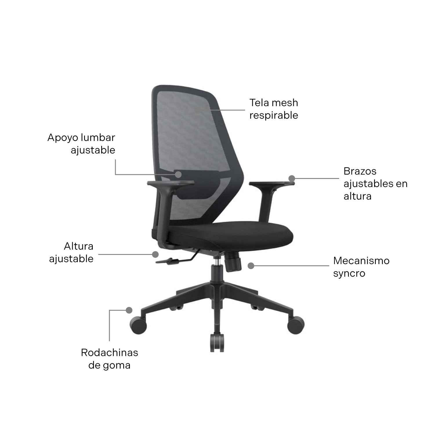 Silla de Oficina Gerente Eron Negra