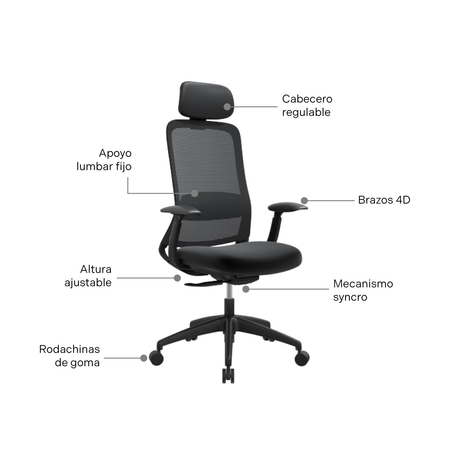Silla de Oficina Presidente Orve Negra