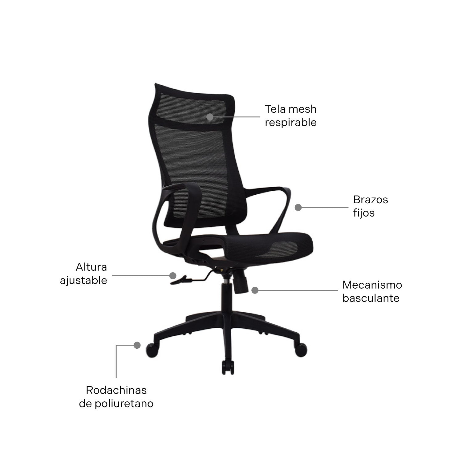 Silla de Oficina Presidente Naro Negra