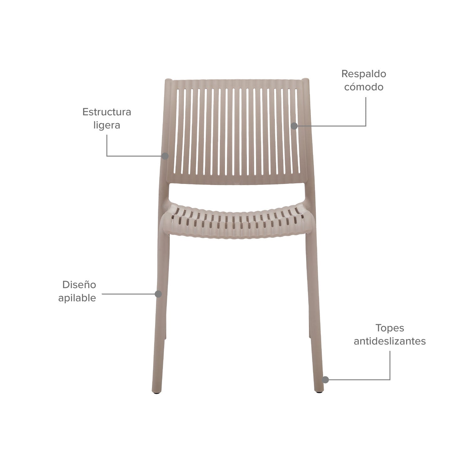 Set 4 Sillas Plásticas Classic Varilladas Beige