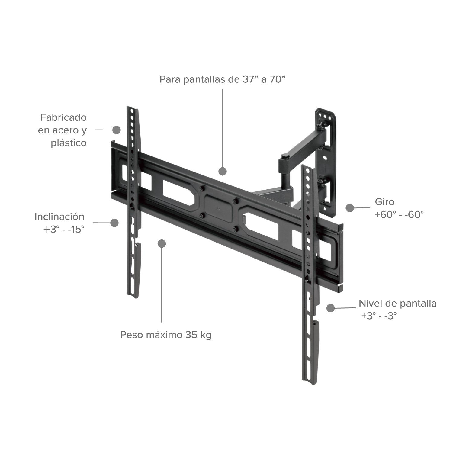 Soporte para TV de Pared Movimiento Completo 37"-70"