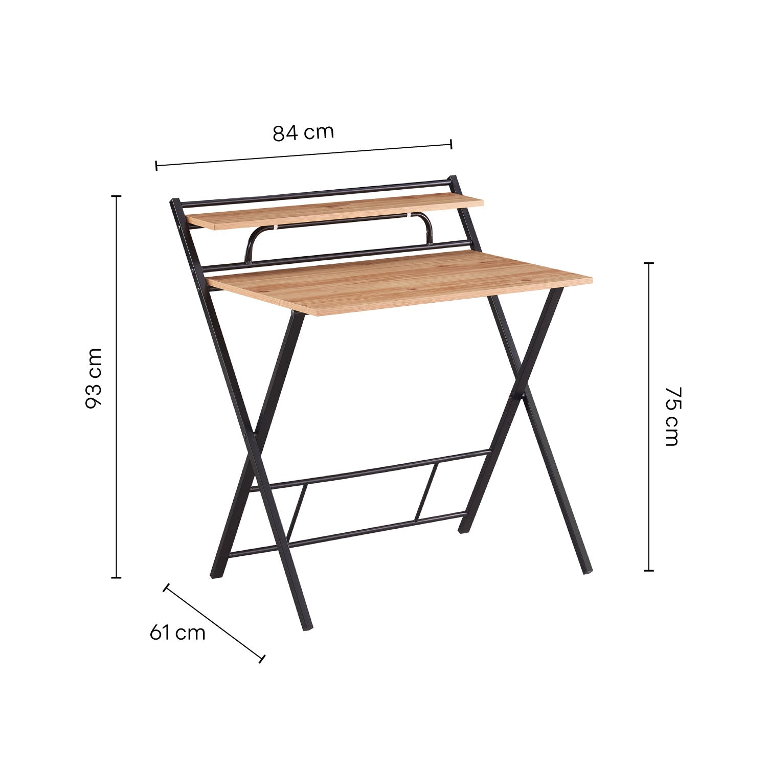 Escritorio Plegable Tripoli con Repisa Negro