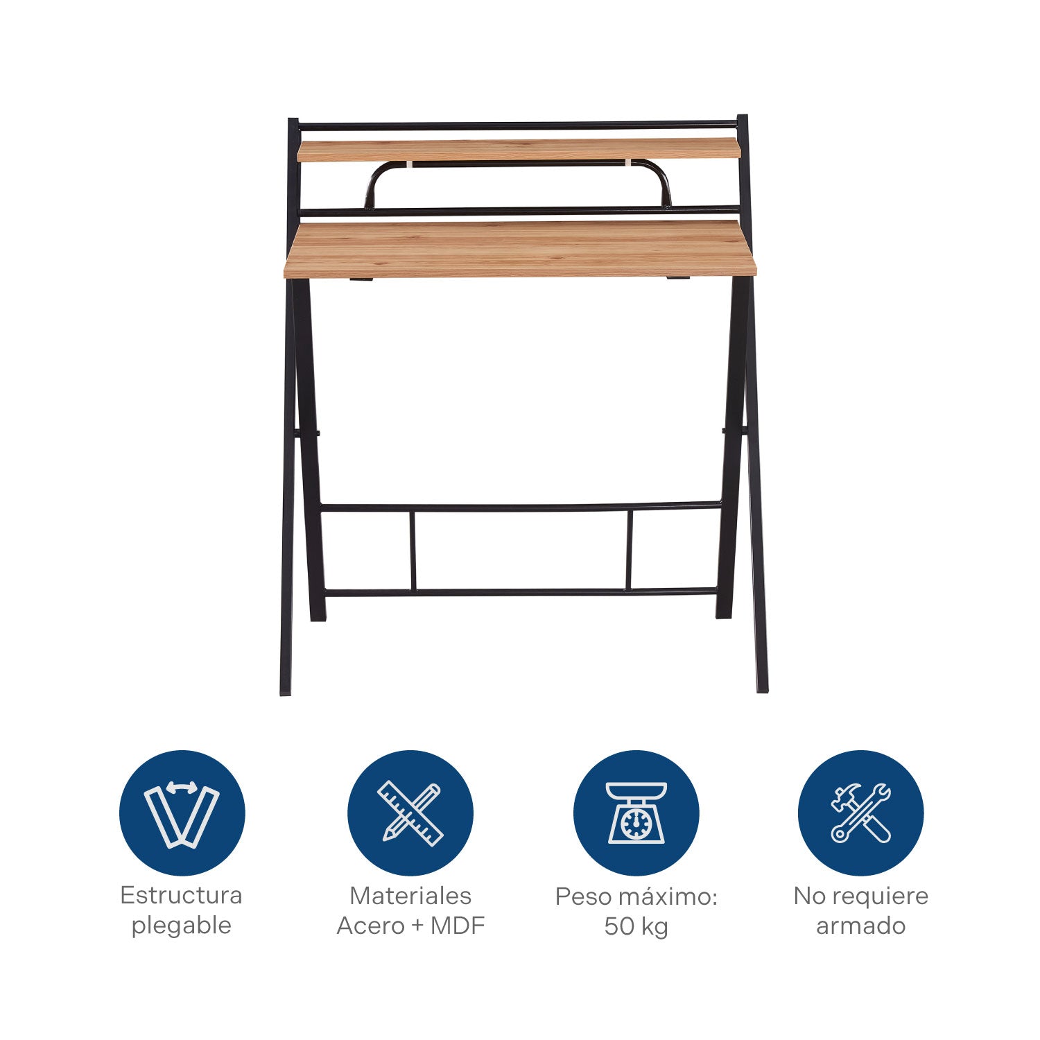 Escritorio Plegable Tripoli con Repisa Negro