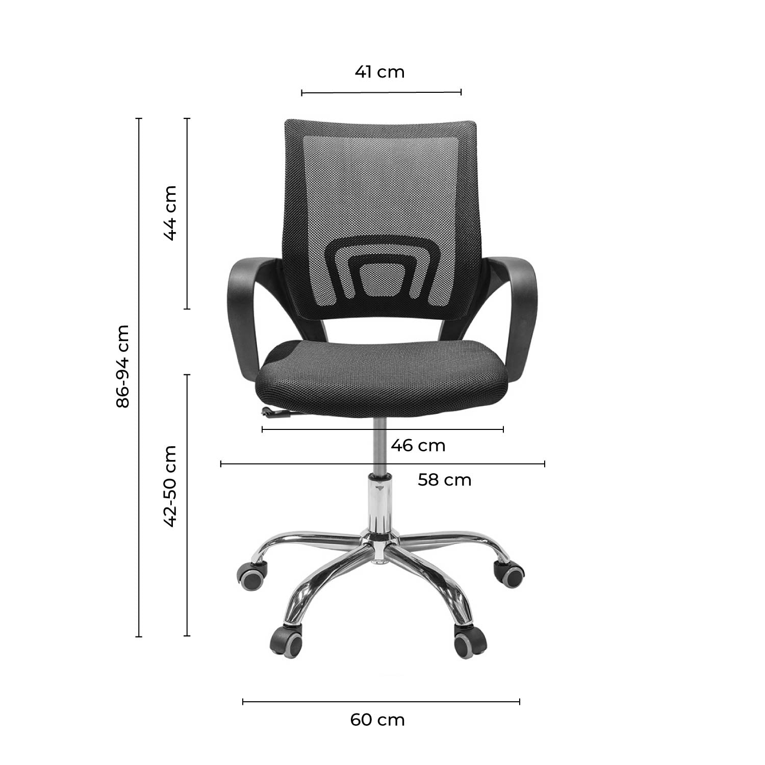 Silla de Oficina Operativa Mesh con Base Cromada