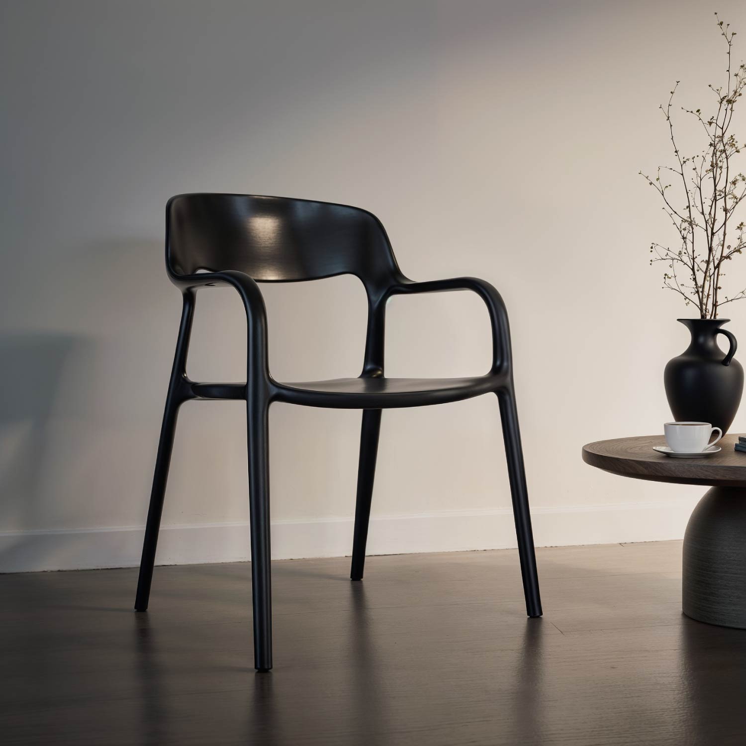 Silla de Cafetería Vita Con Brazo Negra