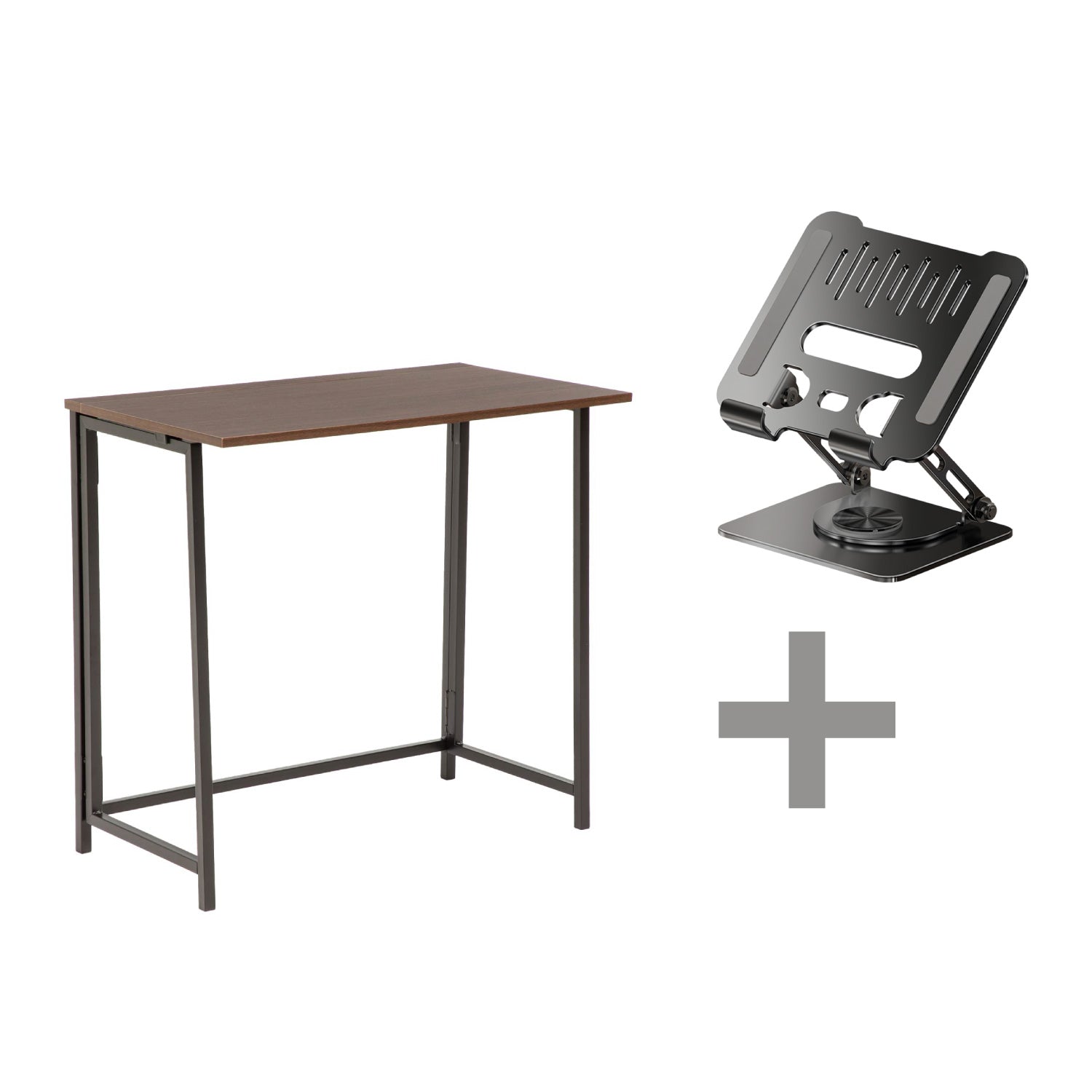 Combo Escritorio Wengué + Soporte Mini Para Tablet Negro