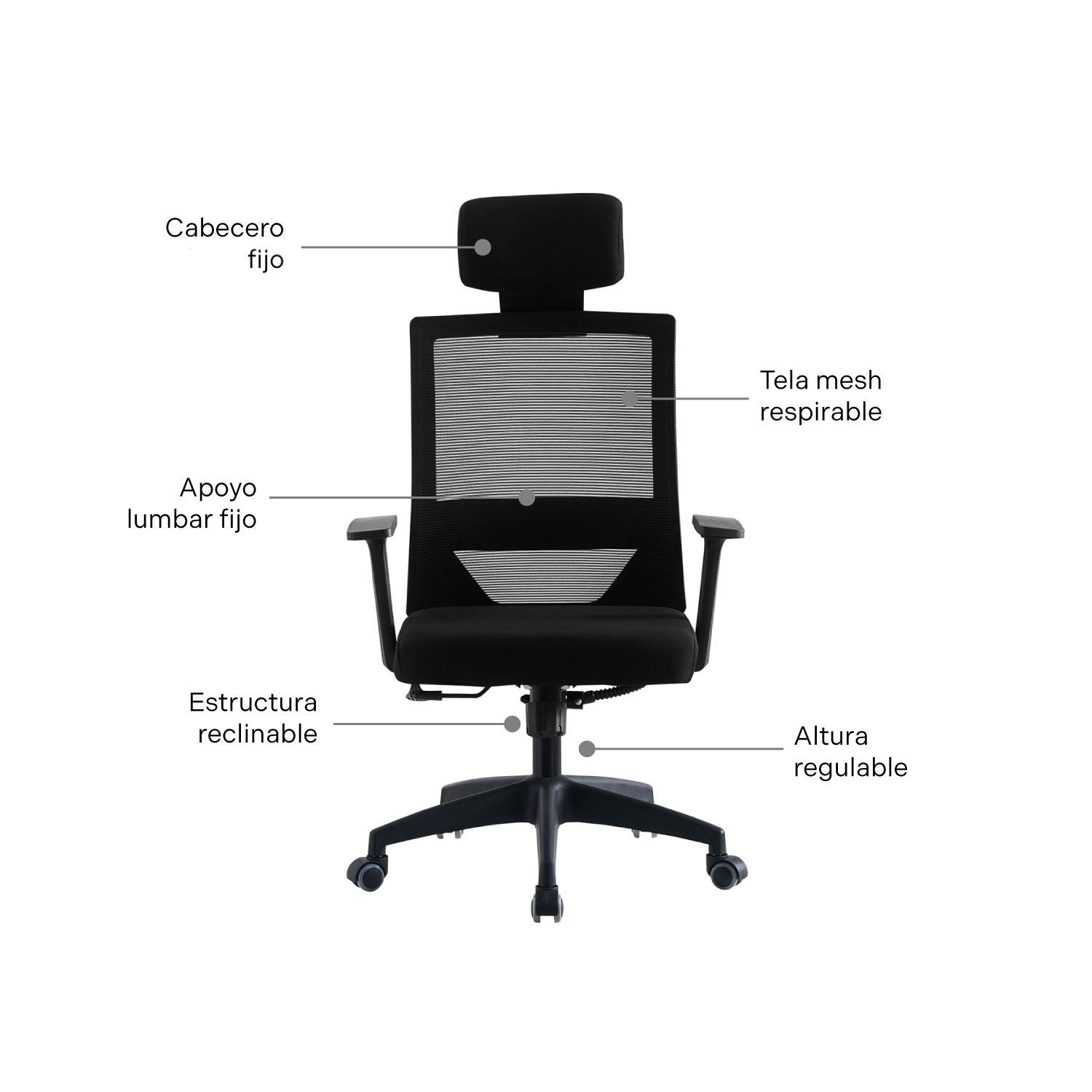 Silla de Oficina Presidente Axton Negra