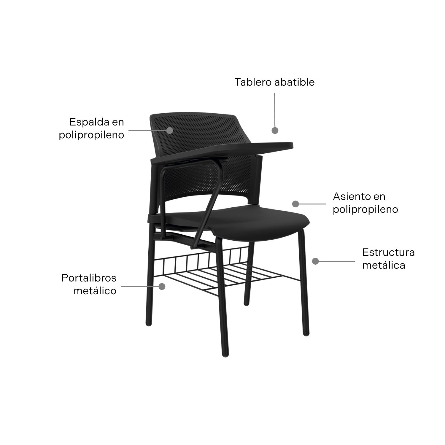 Silla Universitaria Zyle con Portalibros