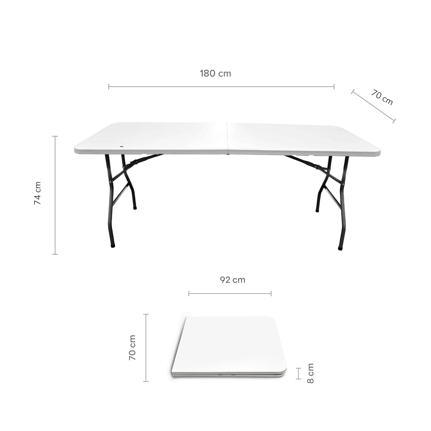 Mesa Plegable Plástica Tipo Portafolio de 180 cm