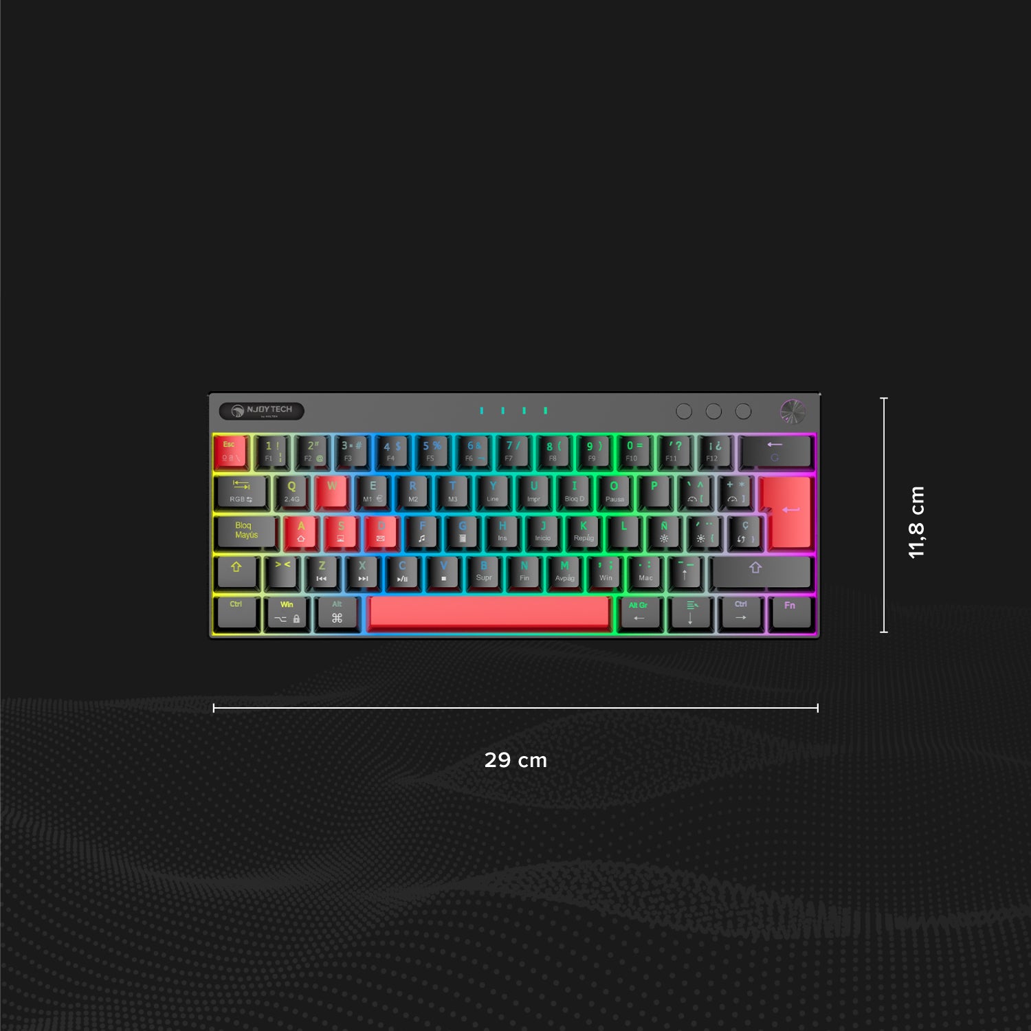 Teclado Gamer Njoytech Retroiluminado Inalámbrico con Bluetooth