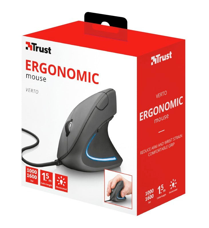 Mouse Ergonómico Alámbrico Verto